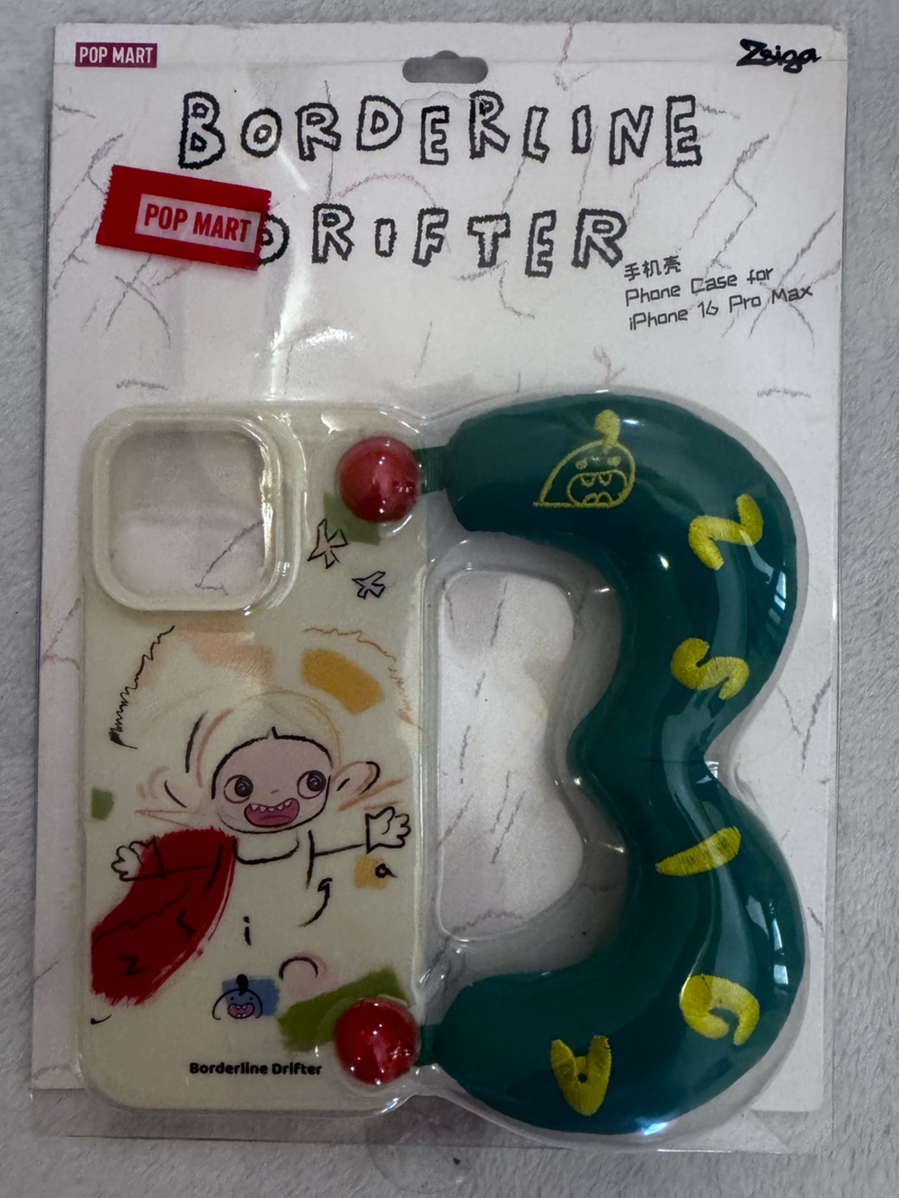 Borderline Drifter iPhone 16 Pro Max Case — Cream & Teal 3-Shaped Bumper